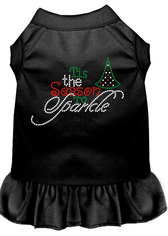 Tis the Season to Sparkle Rhinestone Dog Dress Black XXL